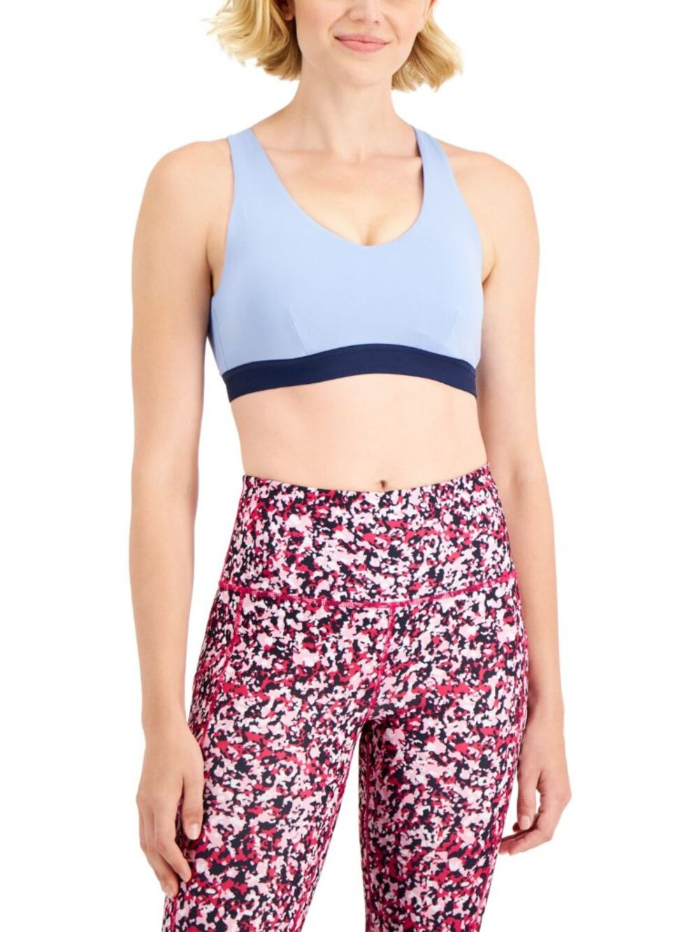 Ideology Womens Activewear Colorblocked Low Impact Sports Bra
